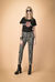 T-shirt in jersey con scritta e strass