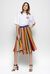 Gonna plissé in georgette a stampa righe multicolor