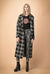 Maxi cappotto tartan con cintura