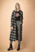 Maxi cappotto tartan con cintura