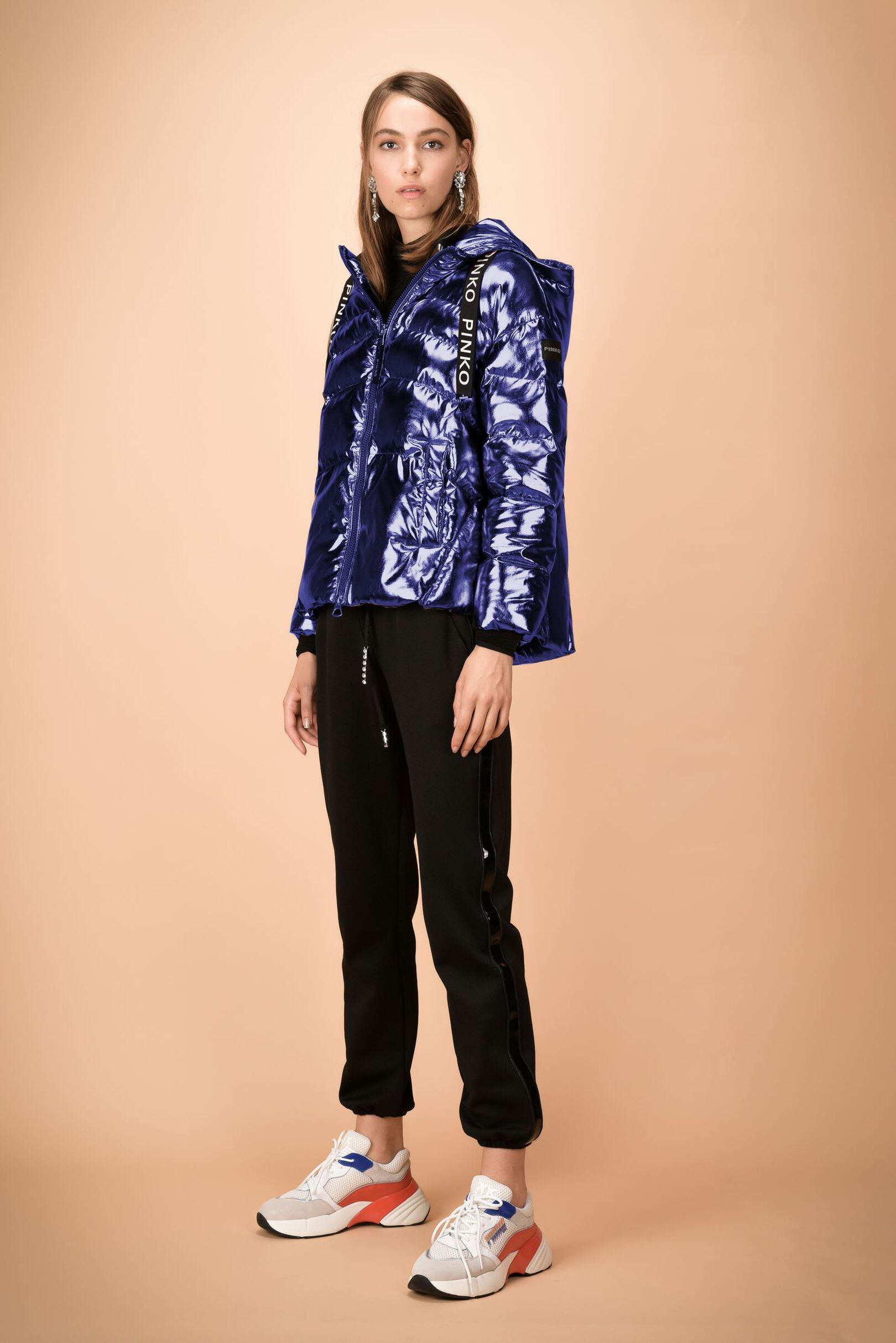 Short Metallic Effect Quilted Jacket