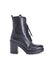 High heel leather combat boots