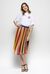 Gonna plissé in georgette a stampa righe multicolor