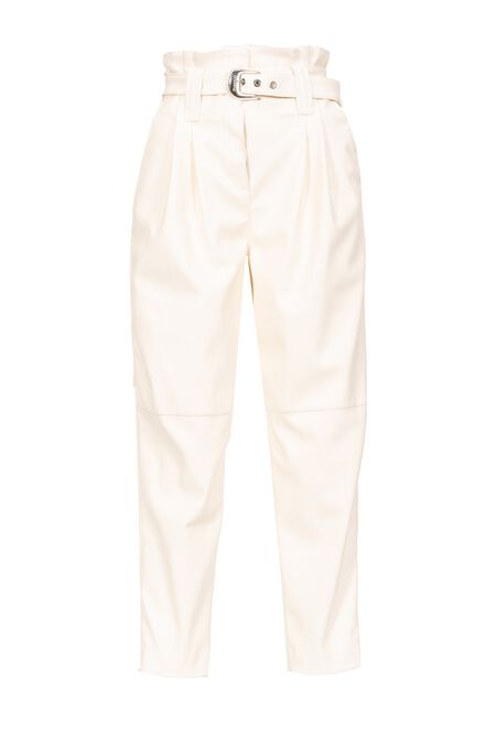 Belted Leather Look Trousers