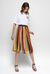 Gonna plissé in georgette a stampa righe multicolor