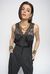 Top in jacquard logato e pizzo disegno snake