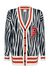 Cardigan in lana e cachemire jacquard disegno zebra