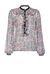 Blusa in creponne con lettering e ruches