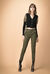 Pantalone in gabardina con banda ricamata