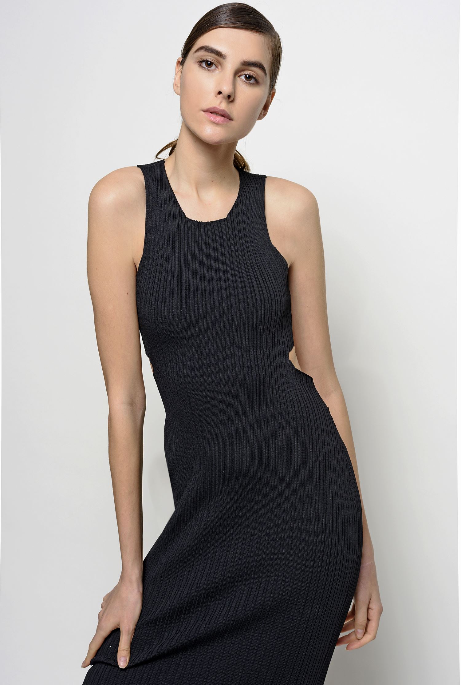 Tight-fitting dress in ribbed viscose - PINKO
