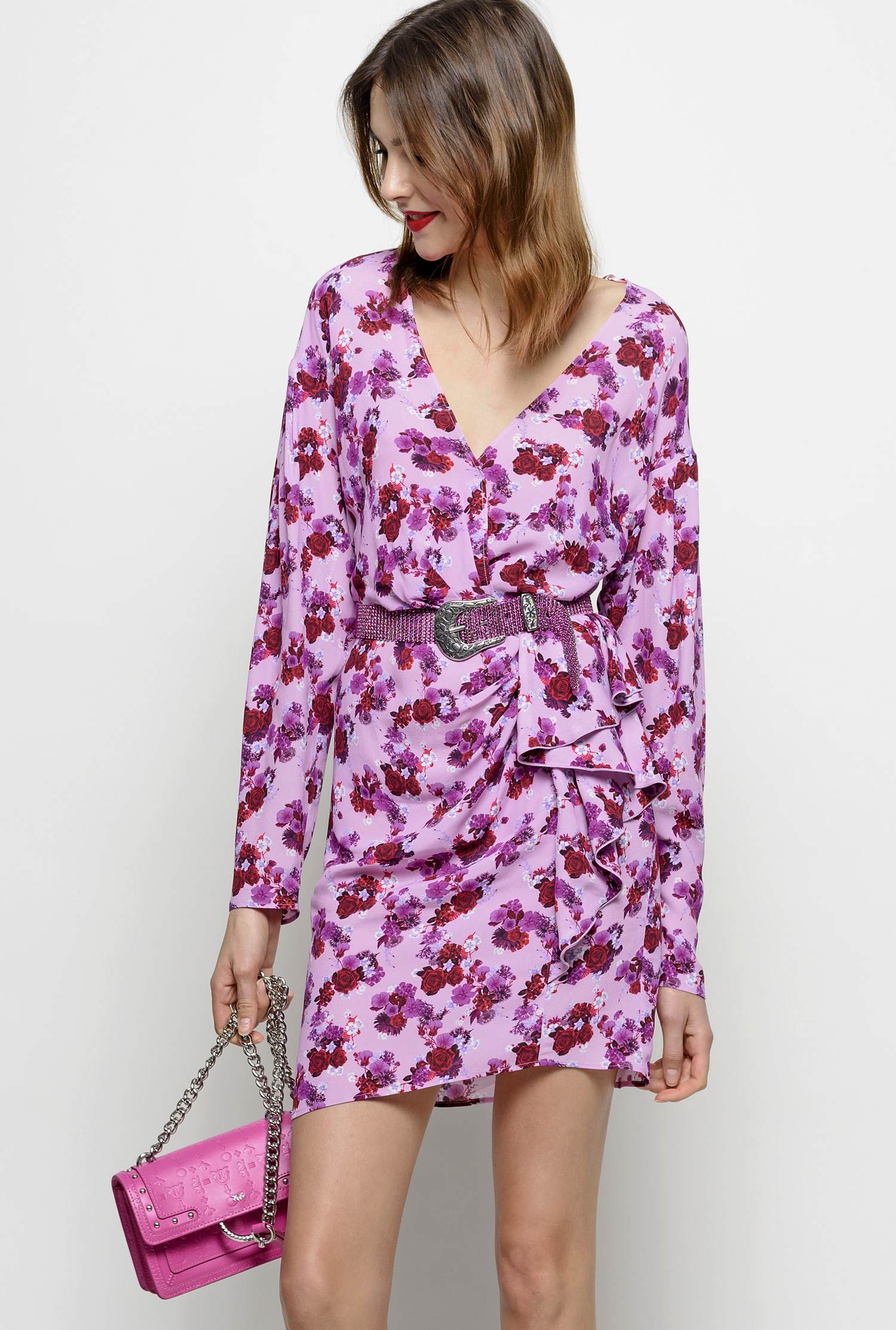 Mini Pinko Micro Flowers Abito Stampa b7fgyY6